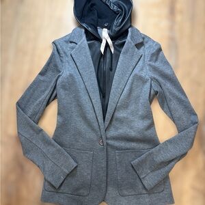 Bailey 44 Gray Blazer Jacket W/Removable Leather Hoodie Size XS